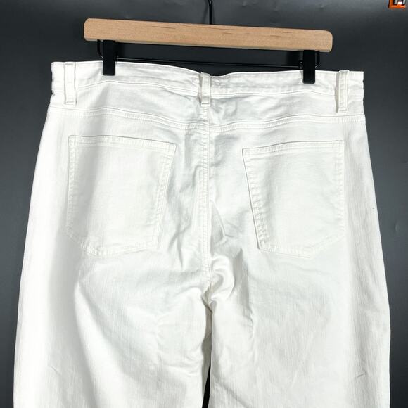 Eileen Fisher White Jeans High Waisted‎ Slim-Leg Organic Cotton Sz 16 - Picture 10 of 11